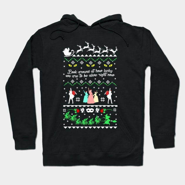 Broadway Musicals Ugly Christmas Design Hoodie by KsuAnn